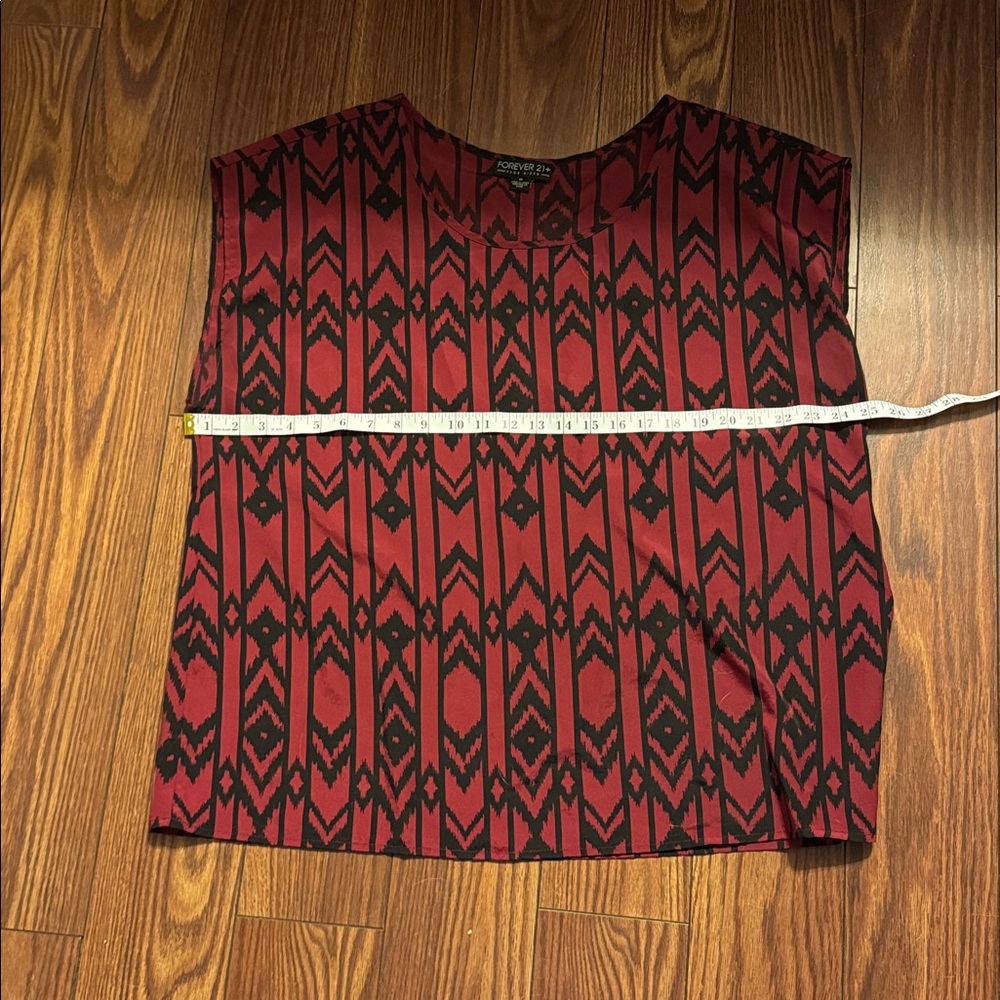 Geometric Patterned Deep Red  Top - Picture 4 of 5